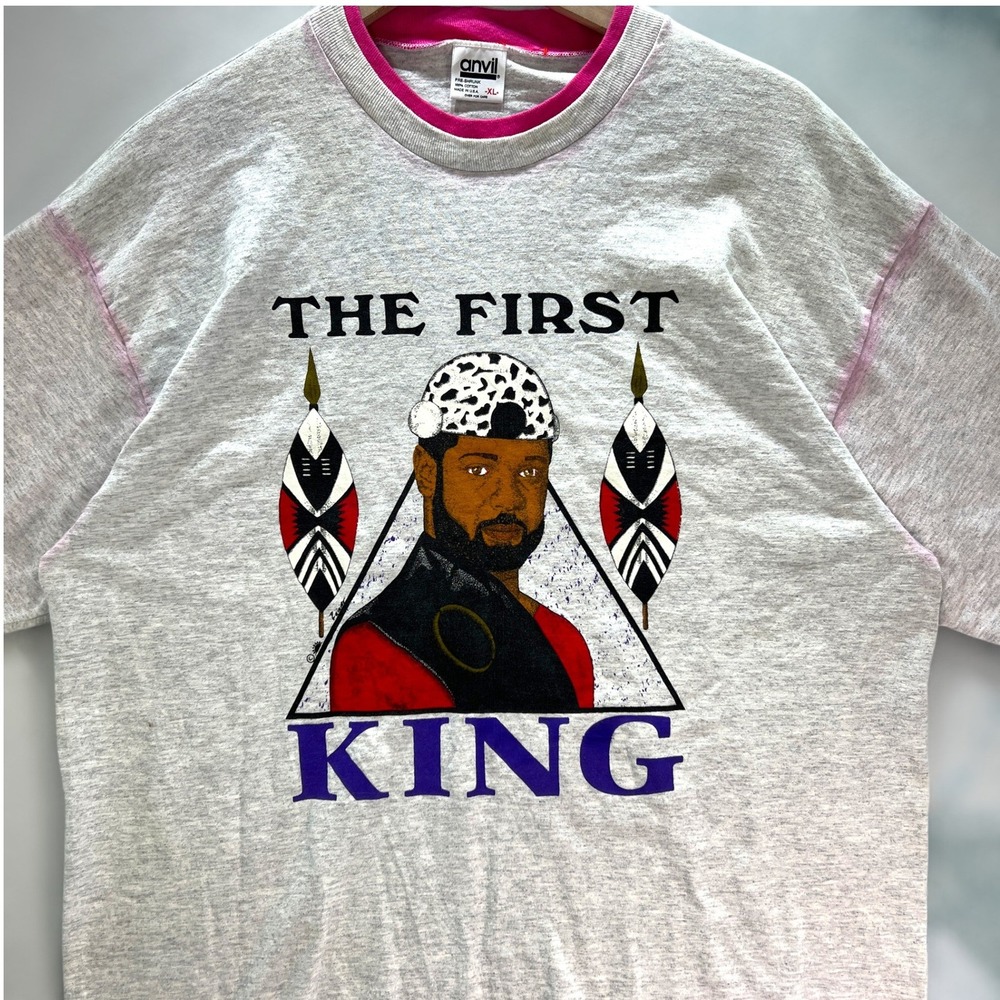 VTG 1st King Black History African Royalty T-Shirt Anvil XL Sngl Stitch 2 Collar